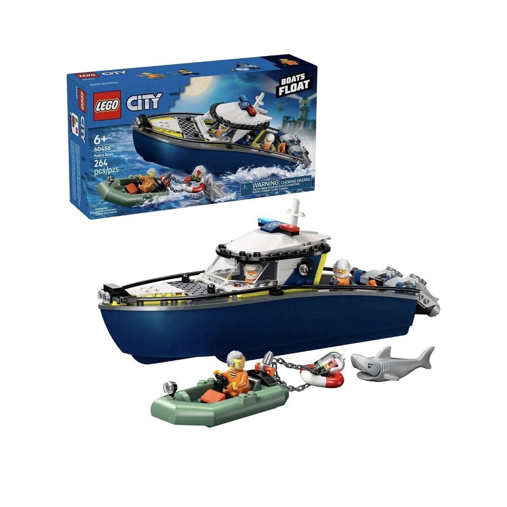 LEGO City Police Boat Chase Building Toy (60456) 264 Pieces 3 Minifigs + Shark